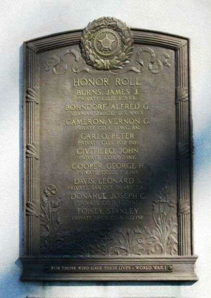 WEST HAVEN WORLD WAR I MEMORIAL PLAQUE A