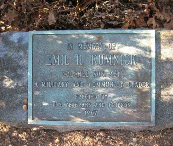 COLONEL EMIL H. KUMNICK MEMORIAL PLAQUE