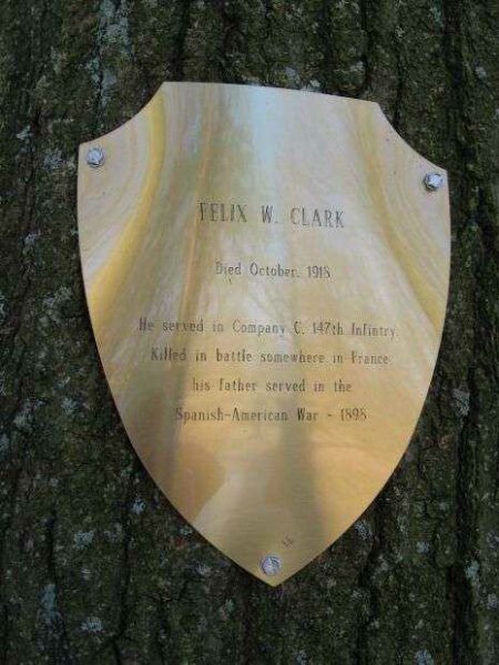 FELIX W. CLARK MEMORIAL TREE PLAQUE