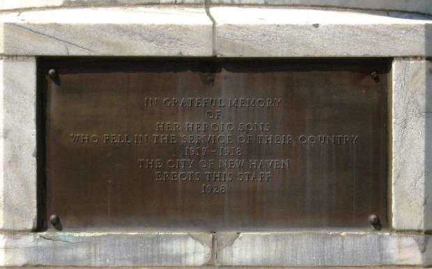 NEW HAVEN WORLD WAR I MEMORIAL FLAGSTAFF DEDICATION PLAQUE