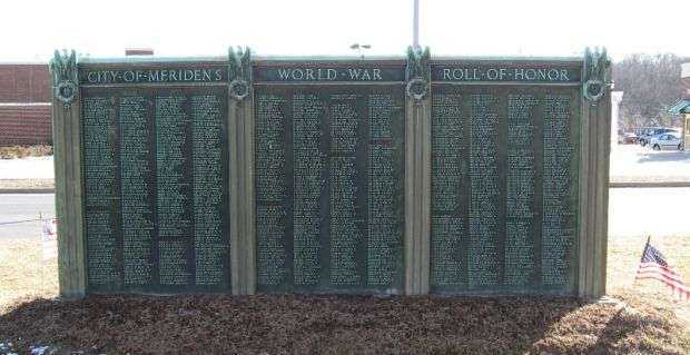 CITY OF MERIDEN’S WORLD WAR ROLL OF HONOR MEMORIAL FRONT