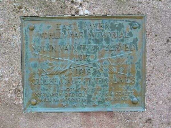 EAST HAVEN WORLD WAR MEMORIAL PLAQUE