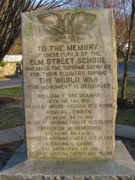 ELM STREET SCHOOL WORLD WAR I VETERANS MEMORIAL FRONT