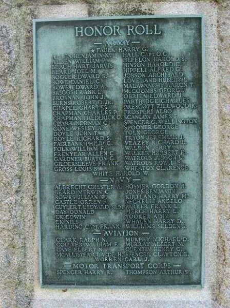 OLD SAYBROOK WORLD WAR I MEMORIAL HONOR ROLL PLAQUE