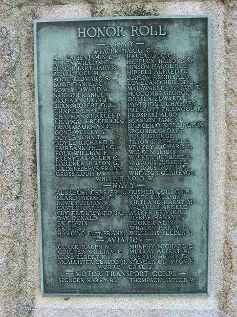 OLD SAYBROOK WORLD WAR I MEMORIAL HONOR ROLL PLAQUE