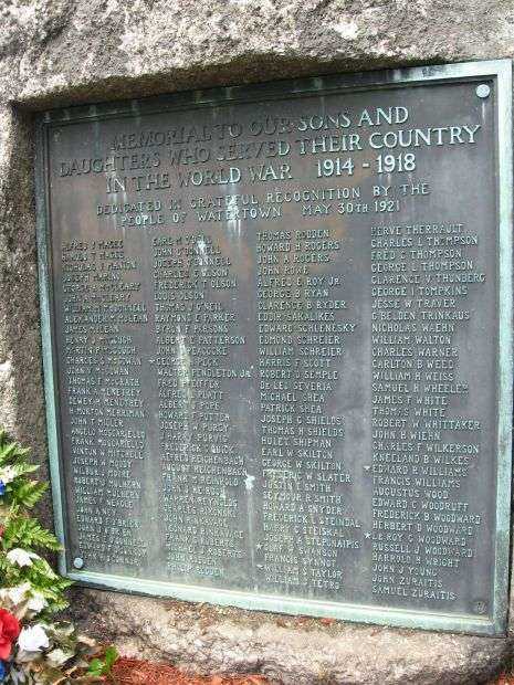 WATERTOWN WORLD WAR I MEMORIAL PLAQUE B