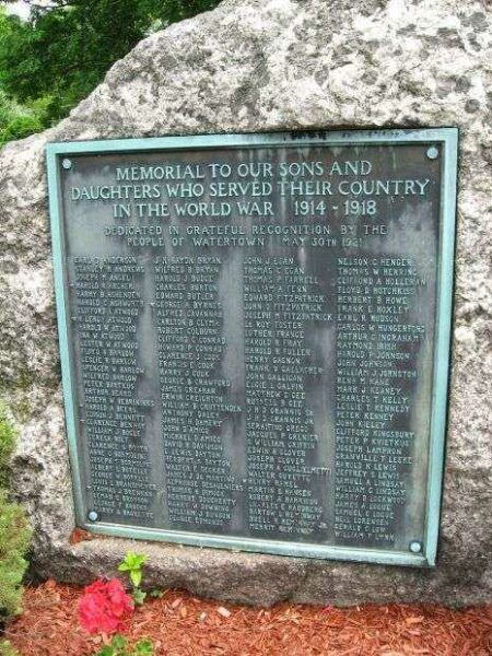 WATERTOWN WORLD WAR I MEMORIAL PLAQUE A