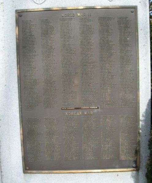 PLYMOUTH WAR VETERANS MEMORIAL PLAQUE C