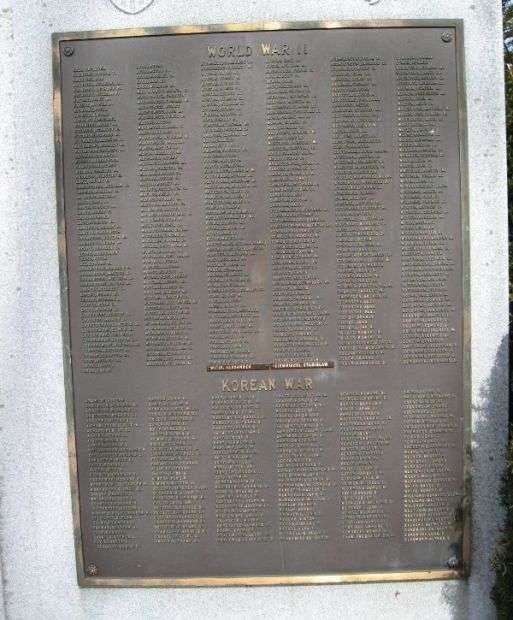 PLYMOUTH WAR VETERANS MEMORIAL PLAQUE C