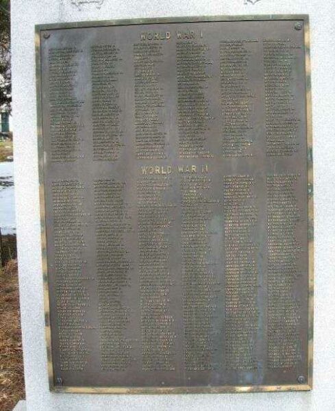 PLYMOUTH WAR VETERANS MEMORIAL PLAQUE B