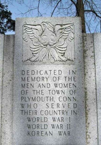 PLYMOUTH WAR VETERANS MEMORIAL DEDICATION STONE