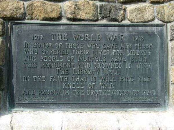 NORFOLK WORLD WAR I MEMORIAL DEDICATION PLAQUE