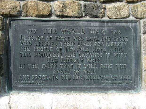 NORFOLK WORLD WAR I MEMORIAL DEDICATION PLAQUE