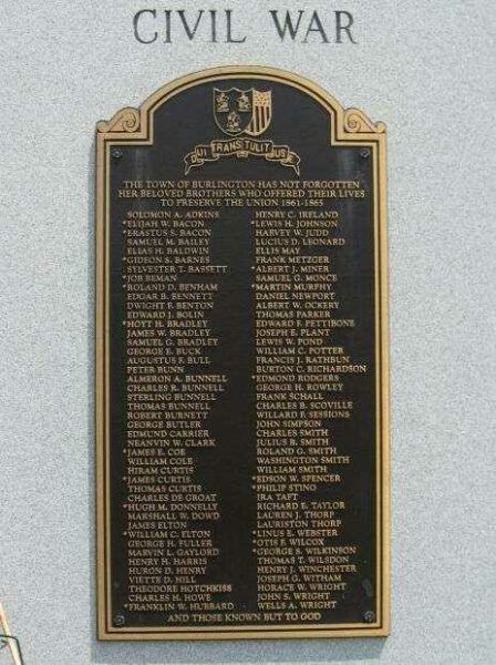 BURLINGTON CIVIL WAR MEMORIAL PLAQUE