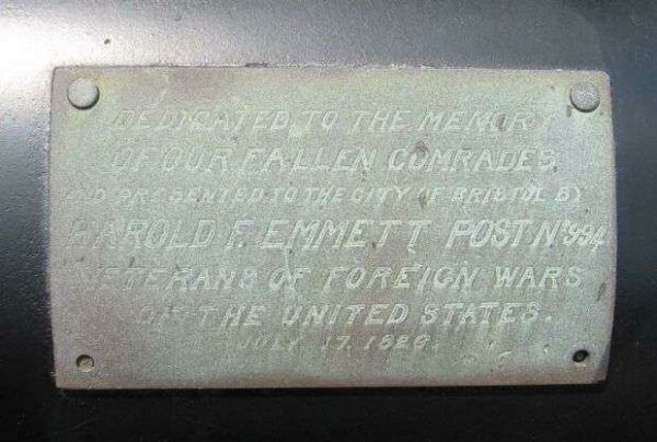 V.F.W. POST 994 MEMORIAL CANNON PLAQUE