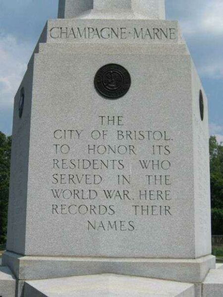BRISTOL WORLD WAR I MEMORIAL DEDICATION STONE