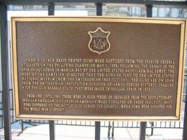 FIVE-INCH BRASS TROPHY GUNS MEMORIAL PLAQUE