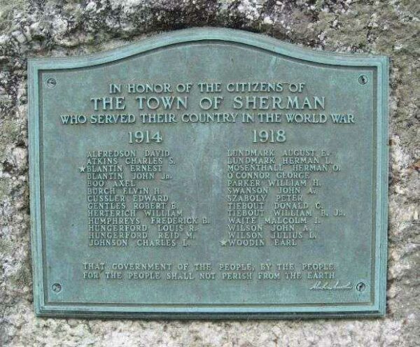 THE TOWN OF SHERMAN WORLD WAR I MEMORIAL
