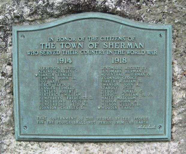 THE TOWN OF SHERMAN WORLD WAR I MEMORIAL