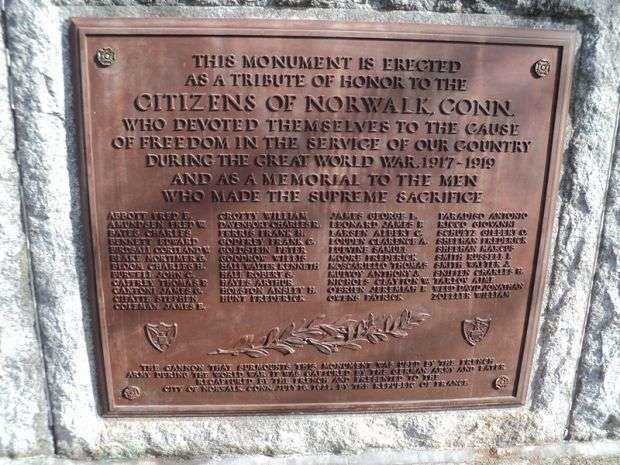 NORWALK WORLD WAR I MEMORIAL PLAQUE A