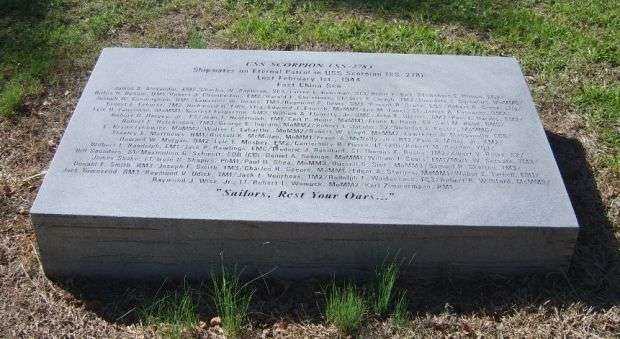 SHIPMATES ON ETERNAL PATROL IN USS SCORPION MEMORIAL