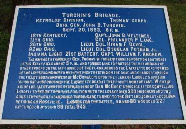 TURCHIN’S BRIGADE WAR MEMORIAL PLAQUE