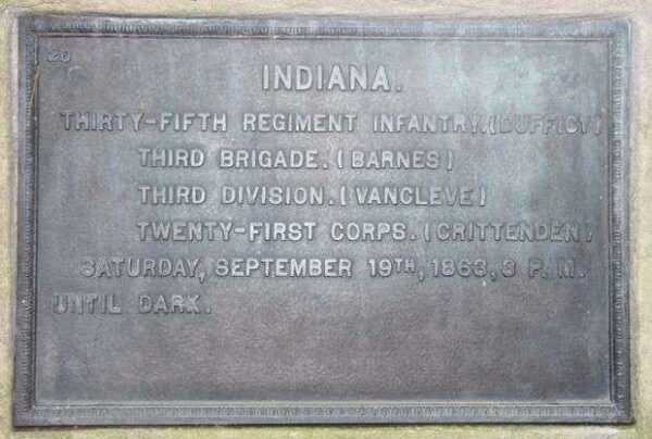 35TH INDIANA INFANTRY REGIMENT MEMORIAL PLAQUE
