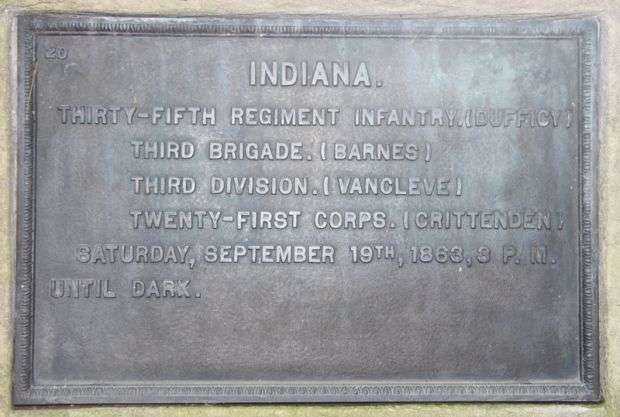 35TH INDIANA INFANTRY REGIMENT MEMORIAL PLAQUE