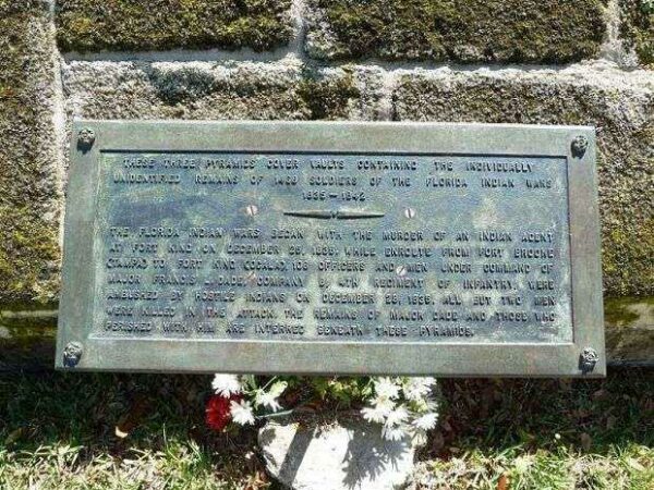 DADE PYRAMIDS INDIAN WARS MEMORIAL PLAQUE