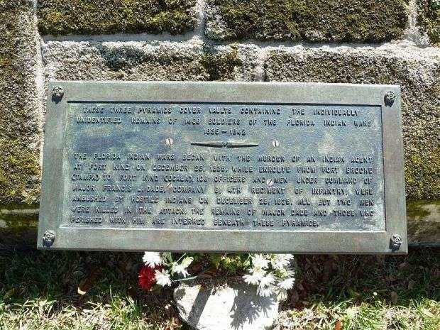 DADE PYRAMIDS INDIAN WARS MEMORIAL PLAQUE