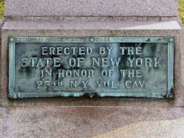 THE 25TH NEW YORK VOLUNTEER CAVALRY WAR MEMORIAL PLAQUE