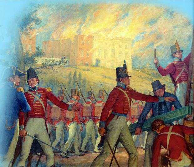 BRITISH BURN THE CAPITOL, 1814 WAR MEMORIAL MURAL