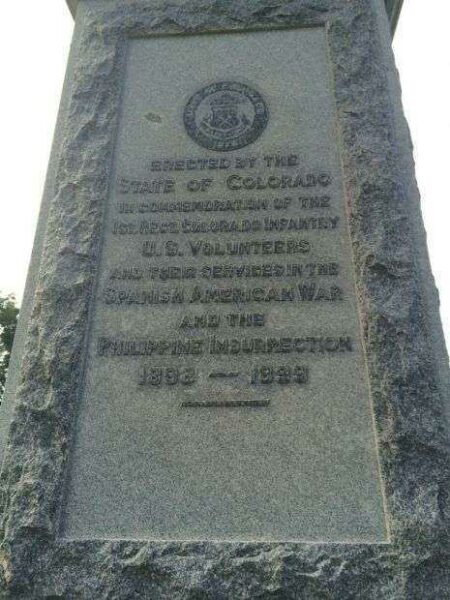 STATE OF COLORADO SPANISH-AMERICAN WAR MEMORIAL STONE C