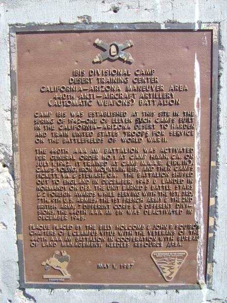 IBIS DIVISIONAL CAMP WAR MEMORIAL PLAQUE