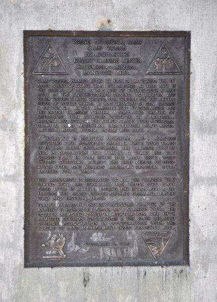 YOUNG DIVISIONAL CAMP WAR MEMORIAL PLAQUE