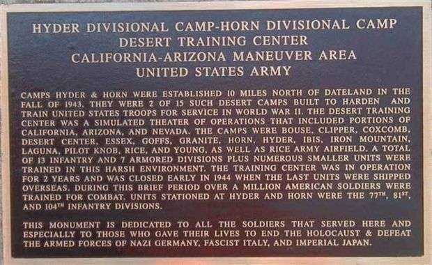 HYDER DIVISIONAL CAMP-HORN DIVISIONAL CAMP MEMORIAL PLAQUE