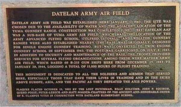 DATELAN ARMY AIR FIELD WAR MEMORIAL PLAQUE