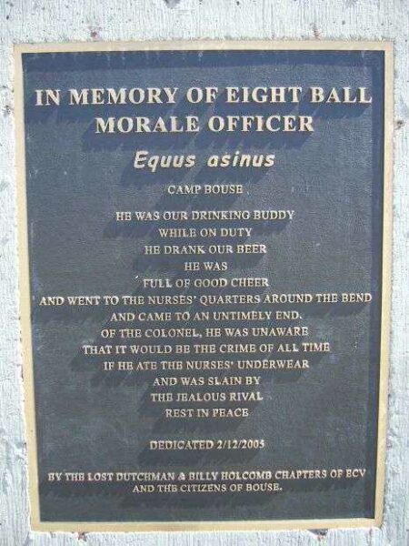 IN MEMORY OF EIGHT BALL MORALE OFFICER MEMORIAL PLAQUE
