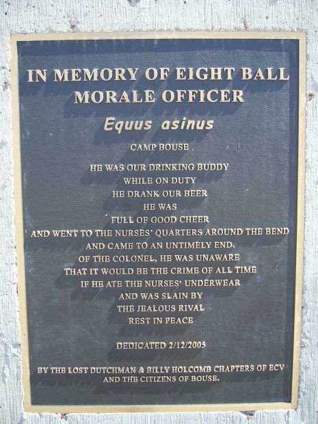IN MEMORY OF EIGHT BALL MORALE OFFICER MEMORIAL PLAQUE