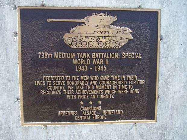 738TH MEDIUM TANK BATTALION WAR MEMORIAL PLAQUE