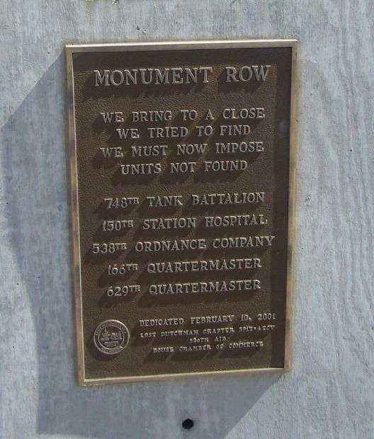 MONUMENT ROW MEMORIAL PLAQUE