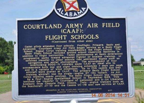 COURTLAND ARMY AIR FIELD MEMORIAL MARKER BACK