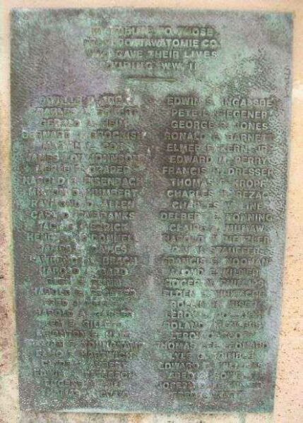 POTTAWATOMIE COUNTY WORLD WAR I MEMORIAL PLAQUE B