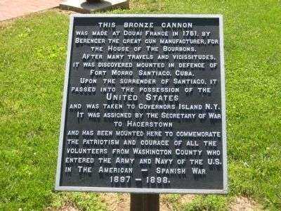 BRONZE CANNON MEMORIAL PLAQUE