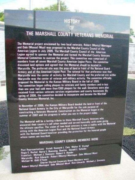 MARSHALL COUNTY VETERANS MEMORIAL NARRATIVE STONE