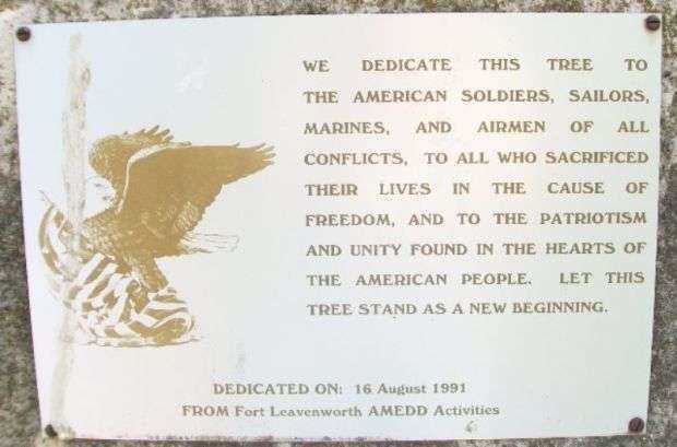 FORT LEAVENWORTH AMEDD VETERANS MEMORIAL TREE PLAQUE