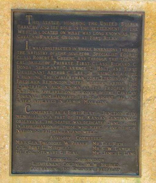 UNITED STATES CAVALRY MEMORIAL PLAQUE A