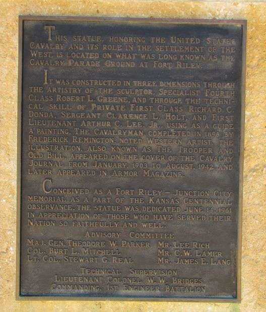 UNITED STATES CAVALRY MEMORIAL PLAQUE A