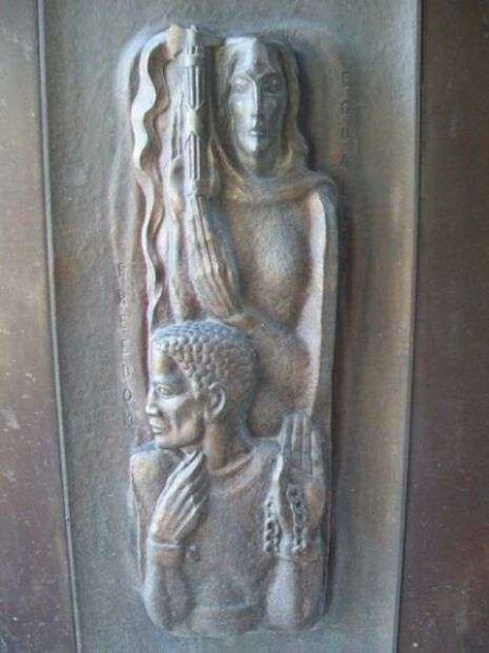 WORLD WAR II MEMORIAL CAMPANILE DOOR RELIEF FREEDOM/EQUALITY