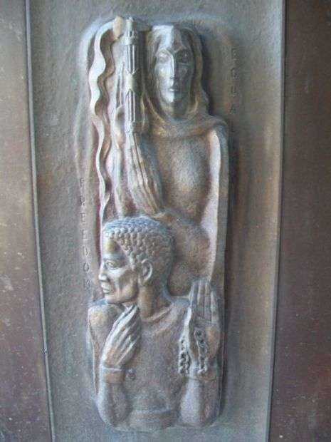 WORLD WAR II MEMORIAL CAMPANILE DOOR RELIEF FREEDOM/EQUALITY